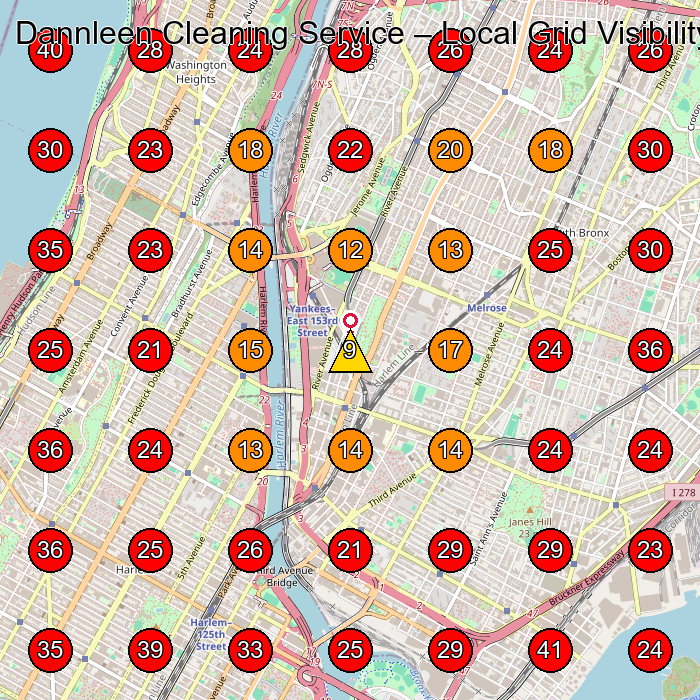 Dannleen Cleaning Service GeoGrid visibility map for Commercial Cleaning Service in New York